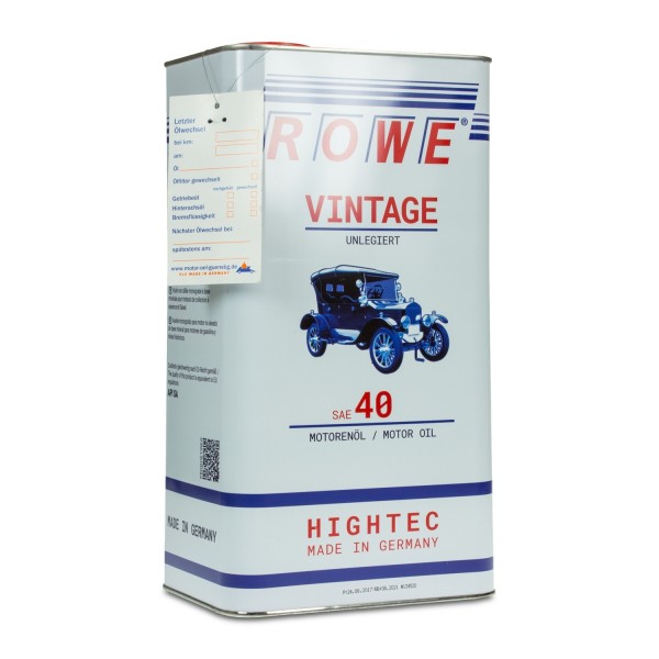 5 Liter ROWE HIGHTEC VINTAGE SAE 40 UNLEGIERT - Oldtimeröl